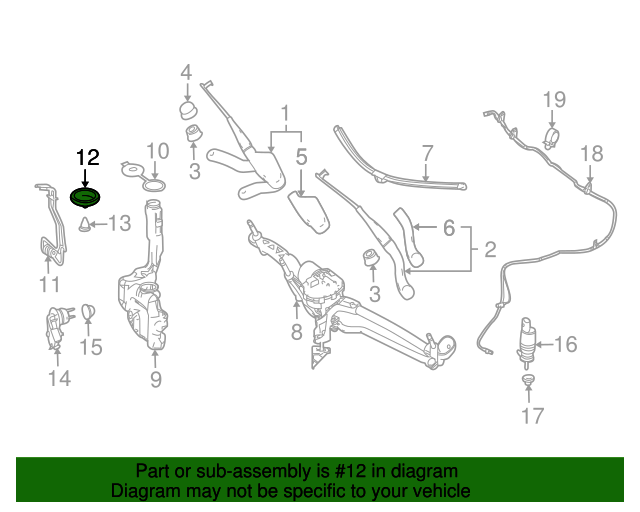 0109971381 Windshield Washer Nozzle Heater Grommet 20002018