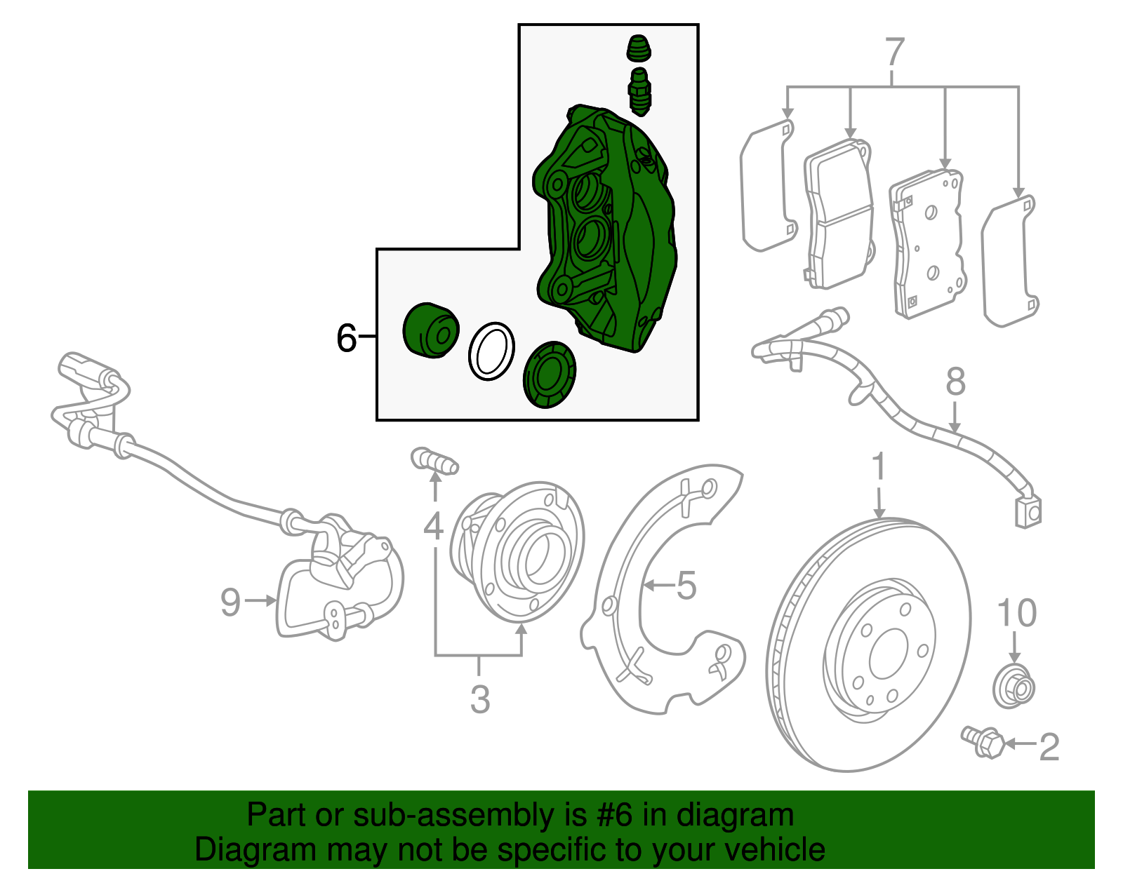 Front Driver Side Disc Brake Caliper Assembly - GM (84089085)