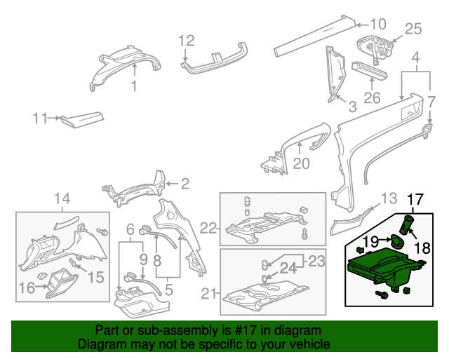 20132017 Cadillac XTS Instrument Panel Storage Compartment 22968061