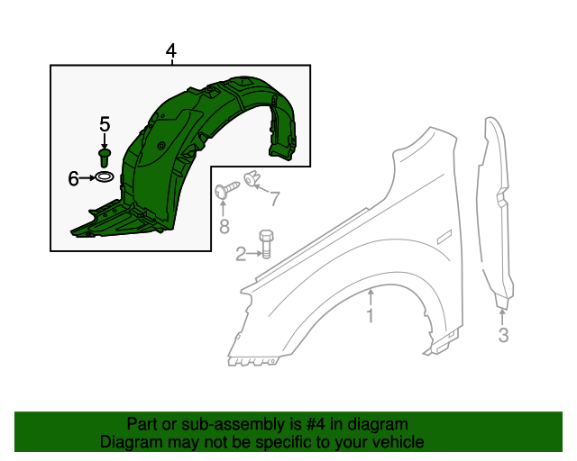 86811G0000 Fender Liner 20172020 Kia Cadenza Kia.Parts Store
