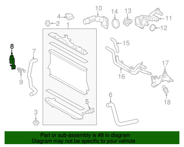 20142019 Toyota Highlander Radiator Coolant Hose Bracket 1658931020 Toyota Parts Center