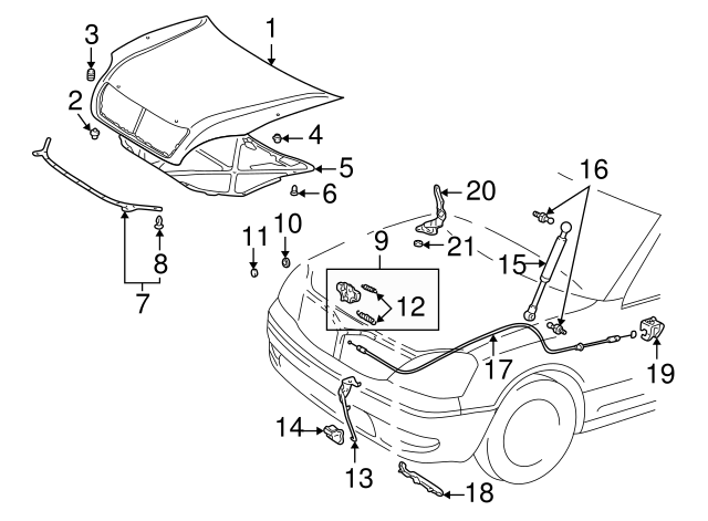 GENUINE LEXUS 53510-50080 LOCK LS430 HOOD 5351050080