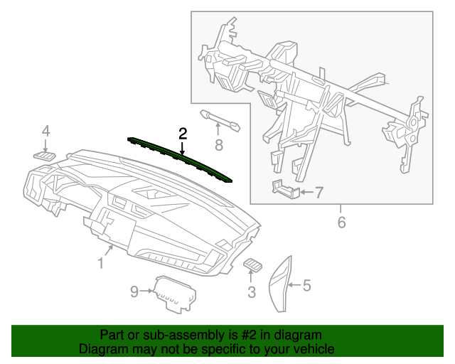 20172020 Honda CRV Garnish, Front Defroster *NH900L* (Deep Black) 77103TLAA01ZA Honda