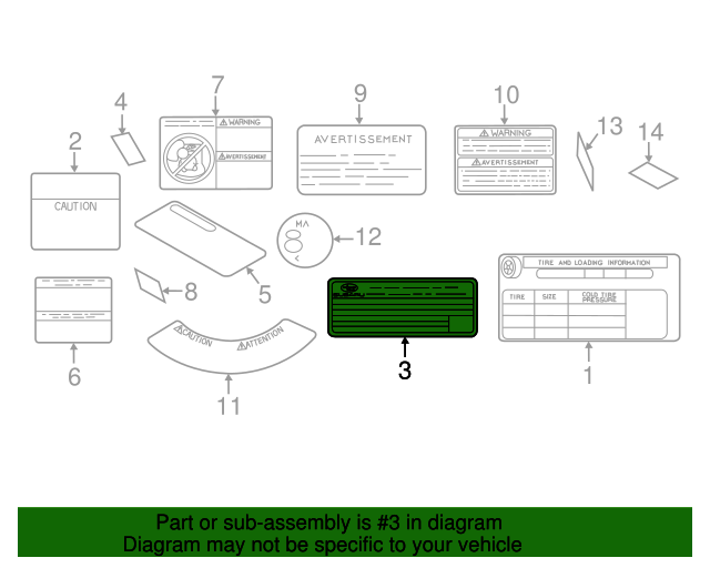 2022 Subaru Crosstrek Emission Label 14808AJ590 Subaru Parts Store