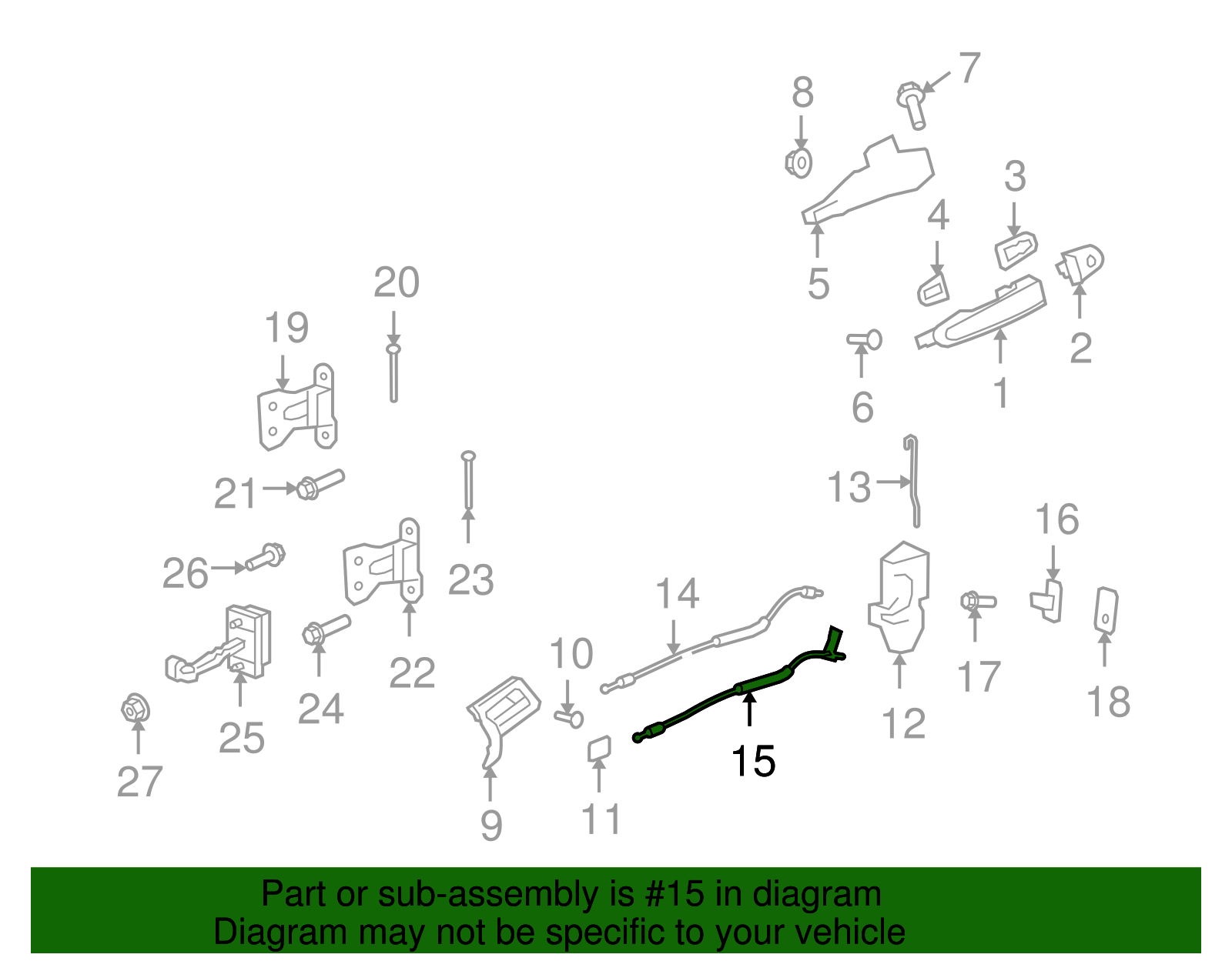 Cable Assembly-Rear S/D I/S Hdl - GM (92204256)
