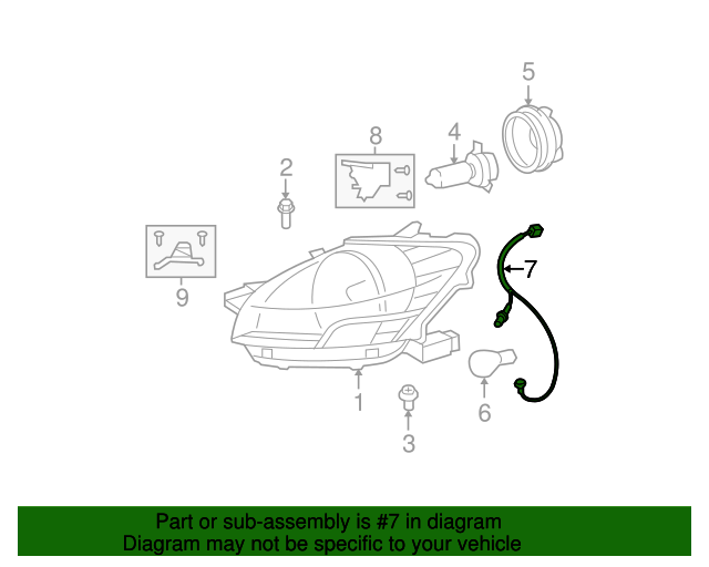 2007-2012 Toyota Yaris Headlight Wiring Harness 81125-52750 | Toyota