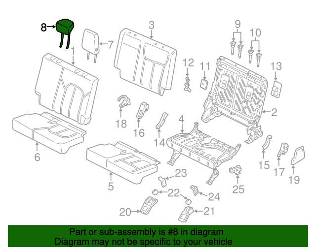 20182020 Ford Expedition Headrest, Center JL1Z78611A08AN