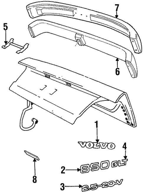 Exterior Trim - Trunk for 1993 Volvo 850 #0