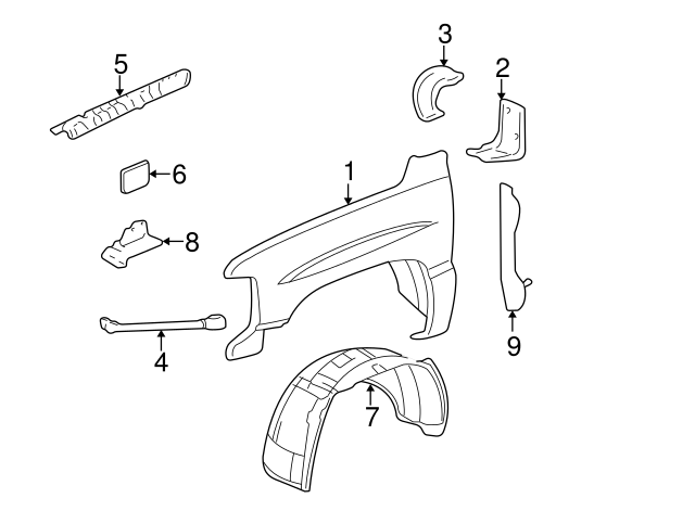 GM OEM-Fender Liner Bracket Right 15205909