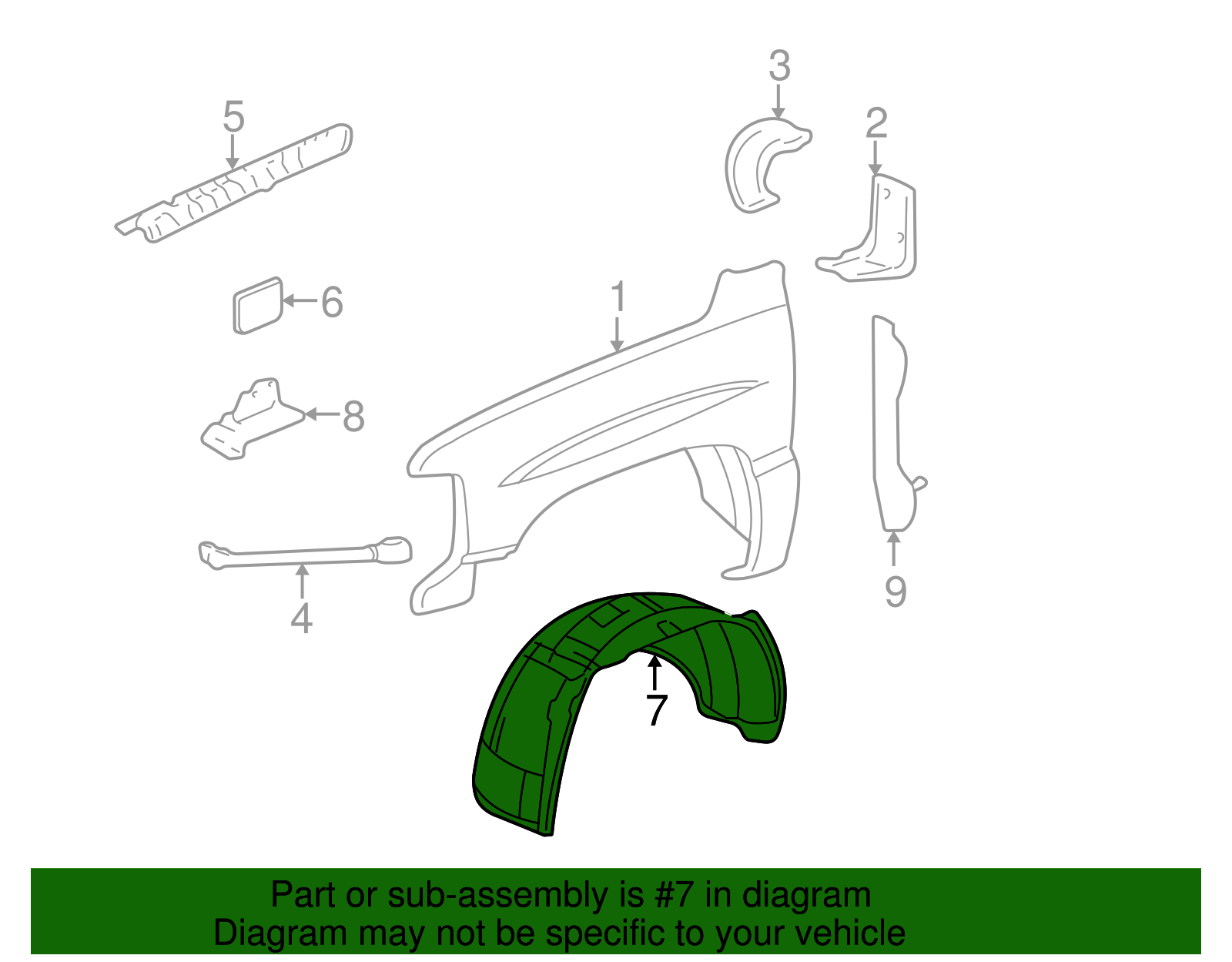 Driver Side Front Wheelhouse Splash Shield with Retainers - GM (93441154)