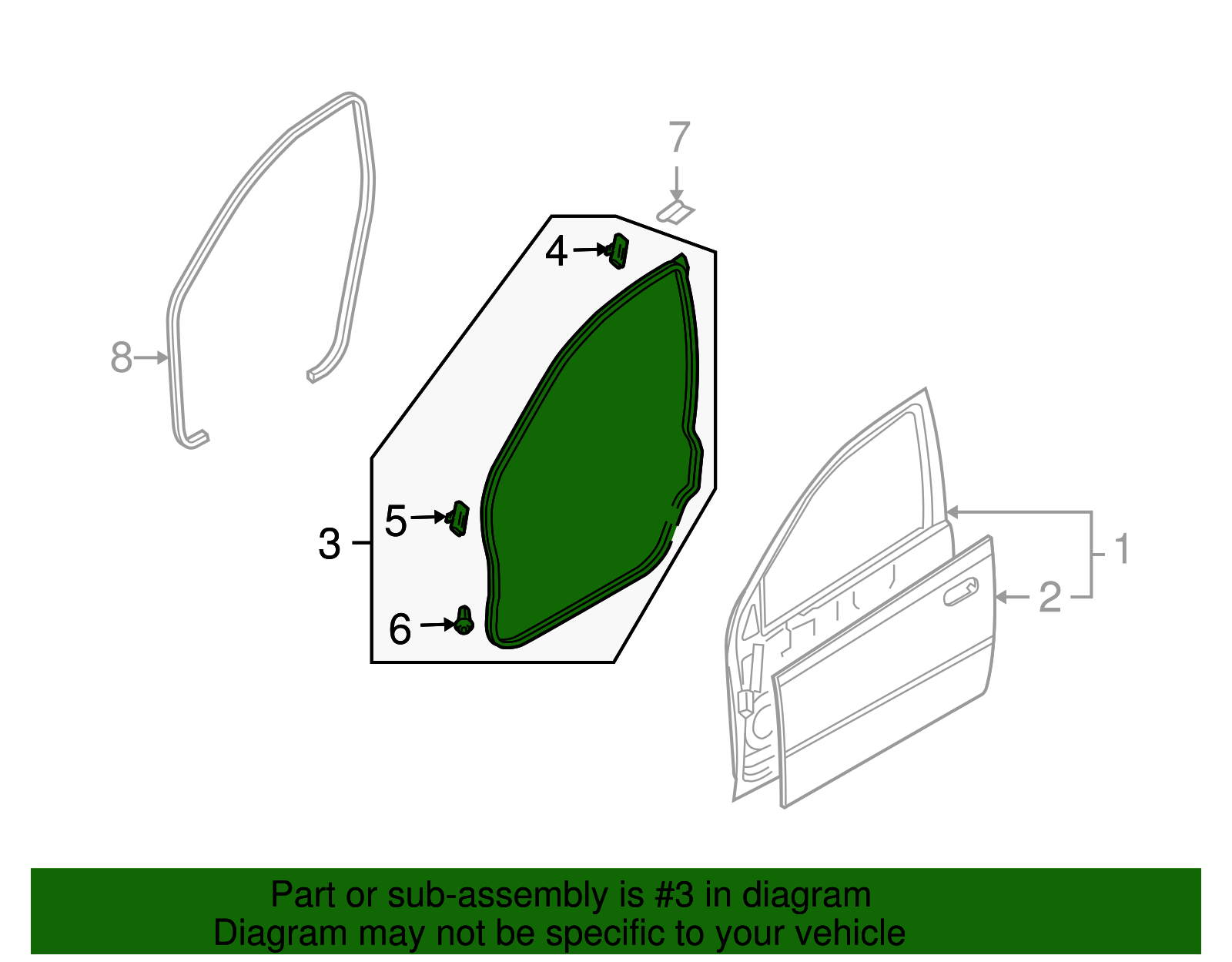 Driver Side Front Door Window Weatherstrip - GM (94790530)