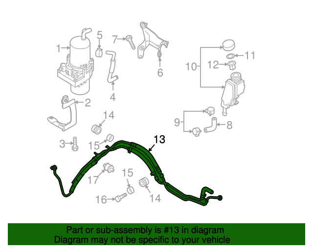 20102013 Mazda 3 Power Steering Pressure Line Hose Assembly BBY132410A