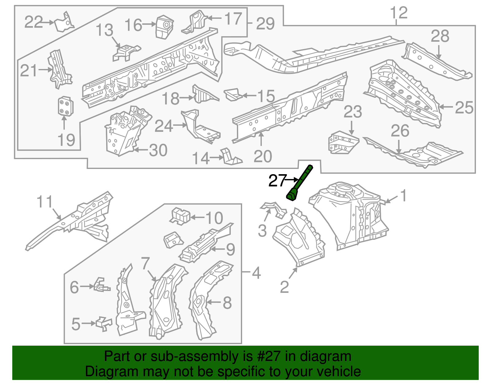 23325006 - Driver Side Front End Sheet Metal Diagonal Brace ...