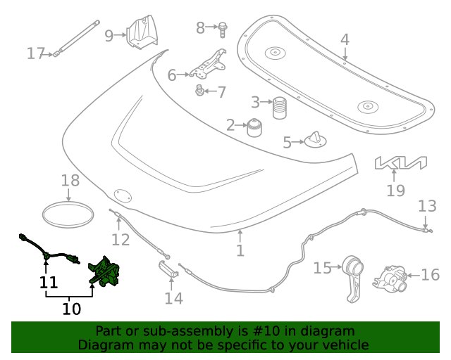 20202023 Kia Soul Hood Latch 81130K0000 OEM Parts Online