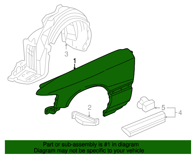 Genuine OEM Acura Panel, L Front Fender (DOT) Part 60261SZ3A90ZZ