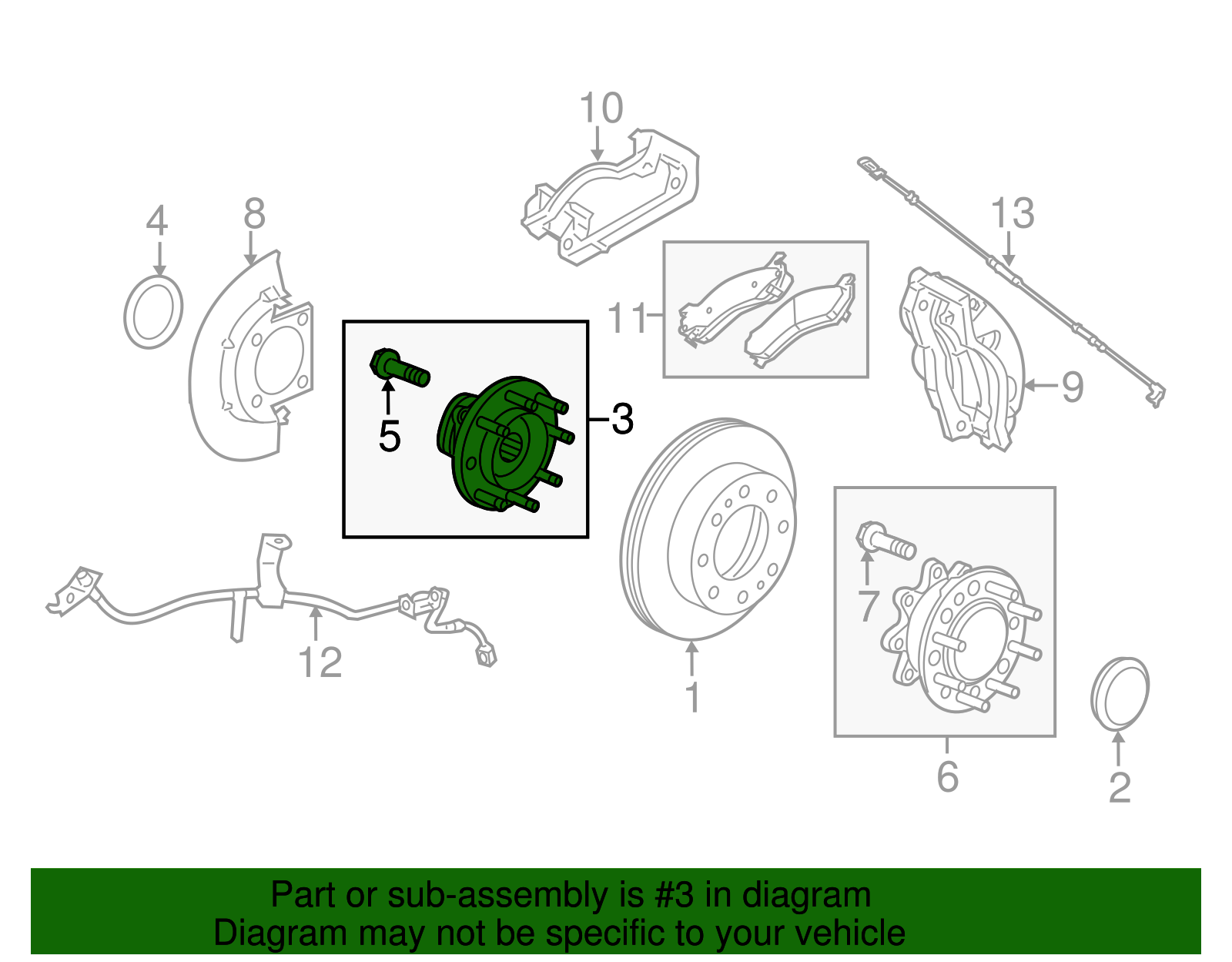 Front Wheel Hub and Bearing Assembly with Wheel Speed Sensor - GM (84459706)