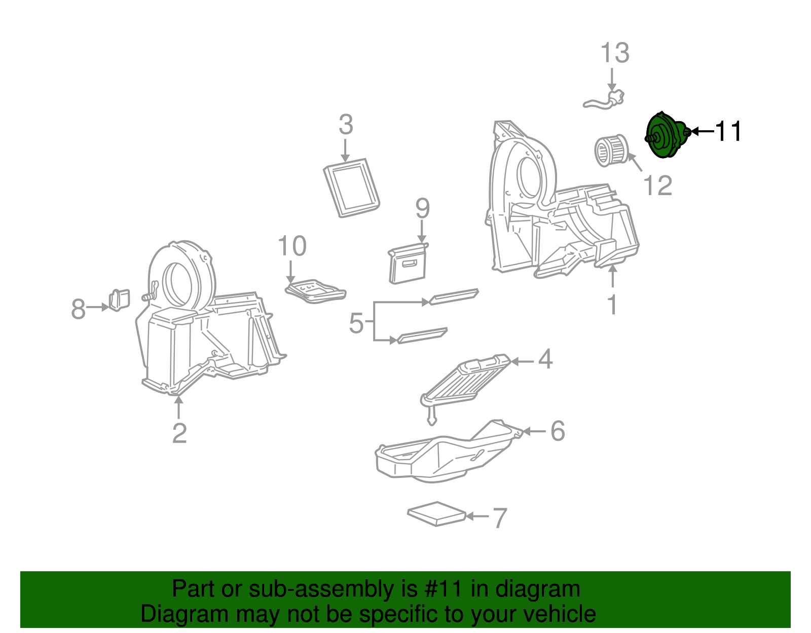 Heating and Air Conditioning Auxiliary Blower Motor Assembly - GM (89019113)
