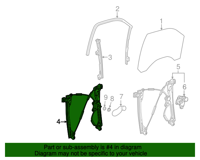 23453651 Front Driver Side Window Regulator 20142019 GM GM Parts Club