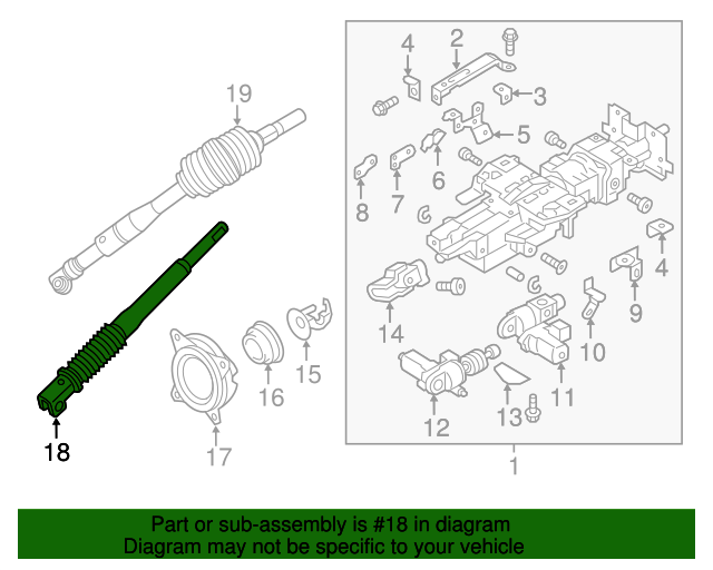 488225ZP0B (488225zp0b) Shaft Assembly Steering Column Lower