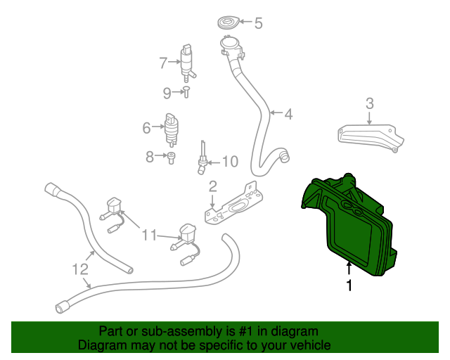 61677179455 20042010 BMW Washer Fluid Reservoir (61677179455