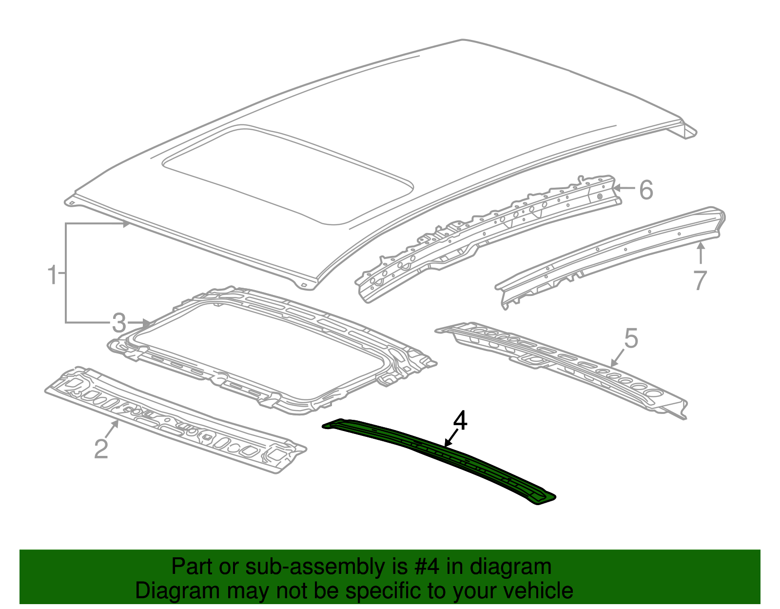 Number 2 Roof Panel Bow - GM (96894879)