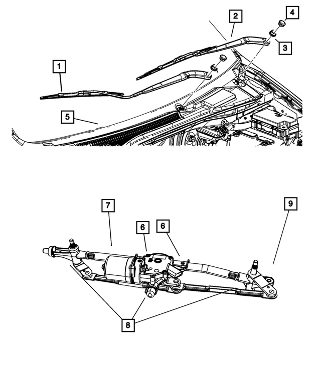 2008-2011 Mopar Windshield Wiper Motor And Linkage 5113043AB | My 