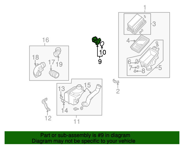19982000 Nissan Pathfinder Mass Air Flow Sensor 226805J000 Nissan