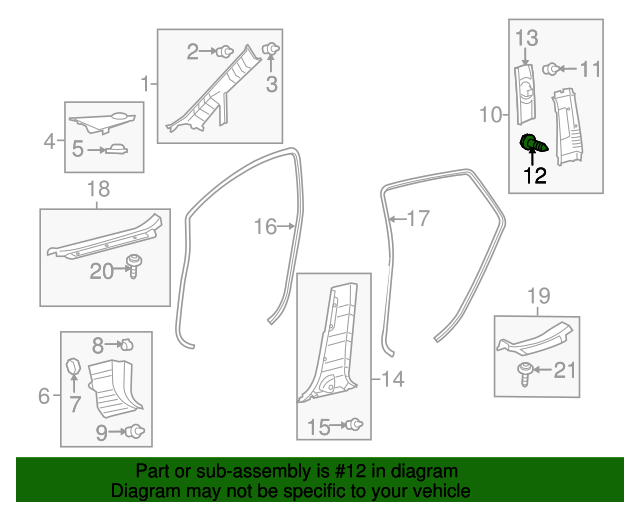 20092015 Toyota Venza Belt & Retractor Mount Bolt 90105A0014 Toyota