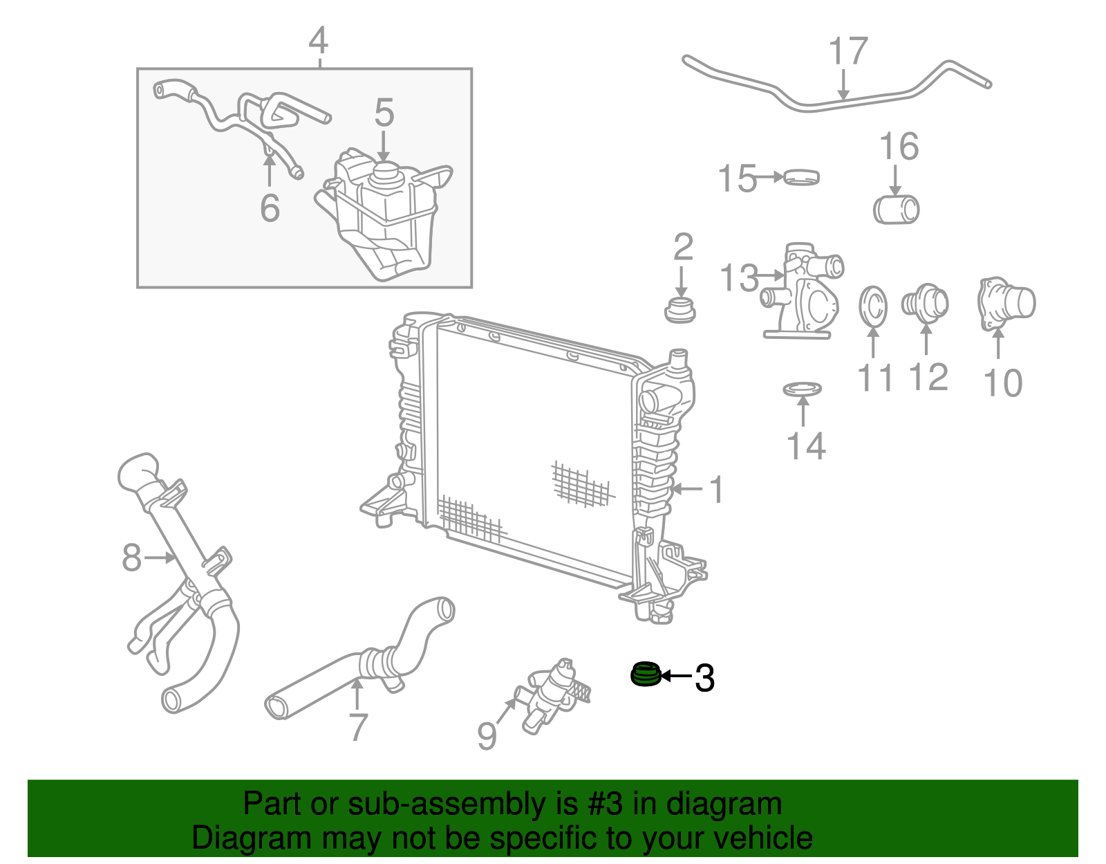 Radiator Lower Insulator - Ford (XW4Z-8124-AA)