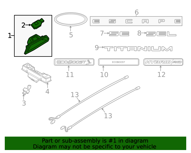 Genuine OEM Ford Part LiftGate Latch Handle LJ6Z9922004AA