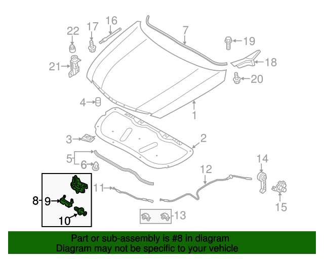 20112014 Hyundai Sonata Hood Latch 811303S000 OEM Parts Online