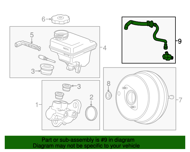 20162018 Cadillac CT6 Power Brake Booster Vacuum Hose Assembly