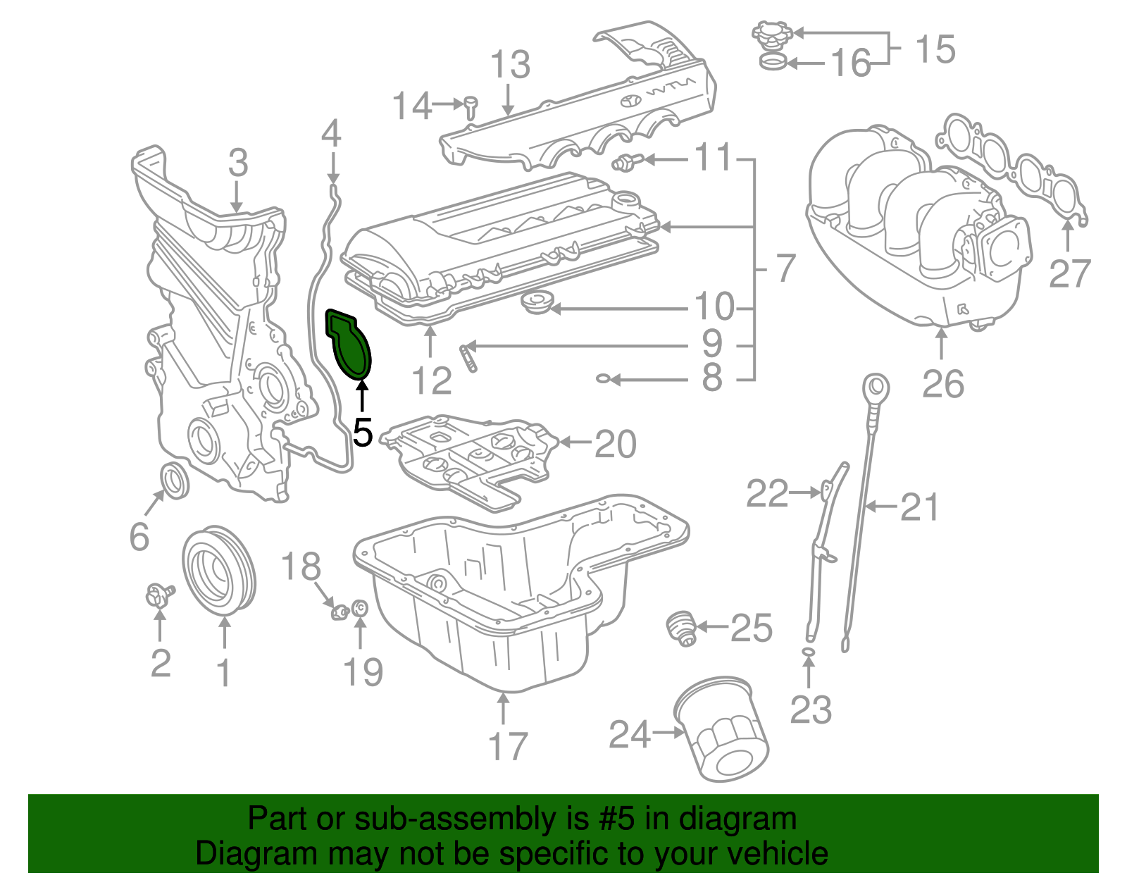 Engine Timing Cover Gasket - Toyota (11329-88600)