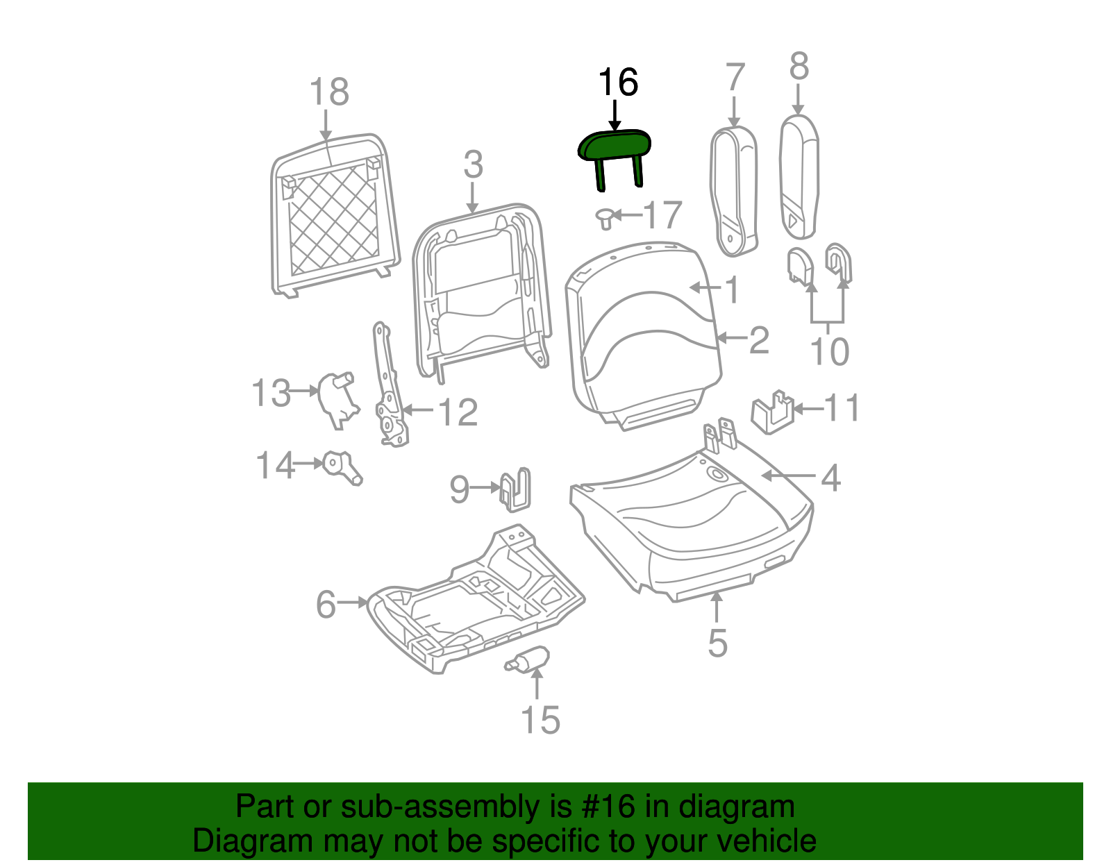 Headrest - Ford (YW7Z-54611A08-DAA)