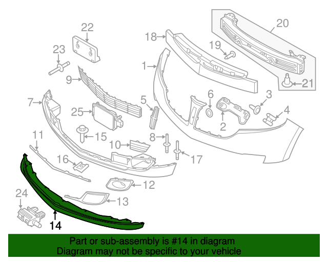 BA1Z17626A 2010 2015 Ford Edge Front Bumper Lower Valance