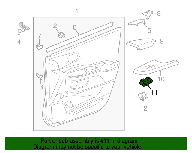 35760TR0A21 Switch Assembly, Power Window Passenger 20122016