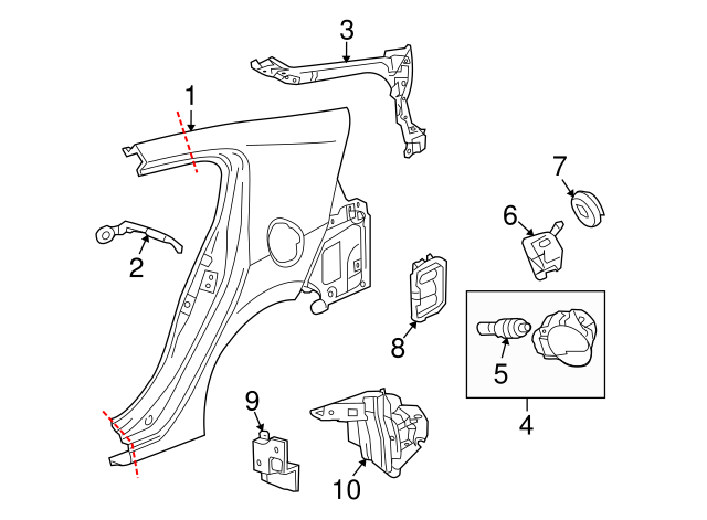 Genuine Honda 74480-TM8-A01ZQ Fuel Filler Lid Adapter Assembly