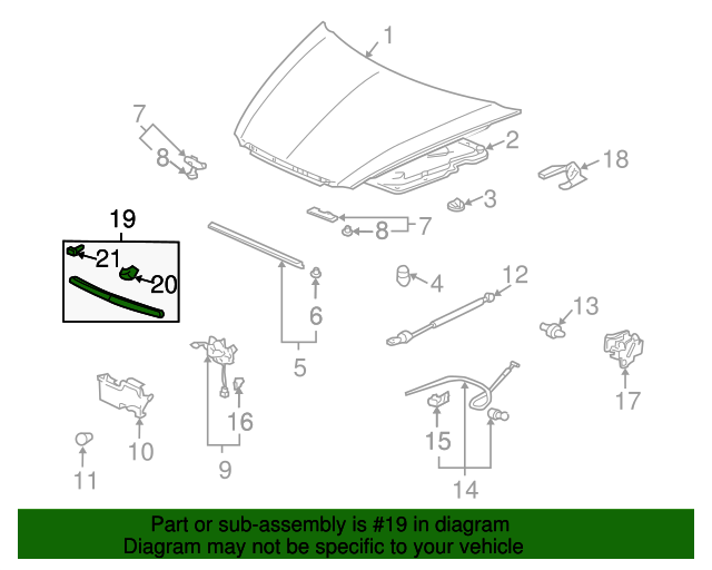 75120SEPA00 Molding Assembly, Hood 20042008 Acura TL All