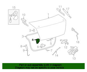 thumbnail image 2 of Nissan Sentra Trunk Latch Handle – Genuine OEM 84630-ET02A, Charcoal Brown 2 of 6