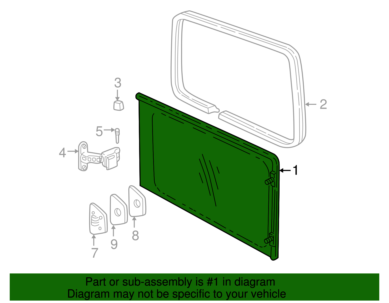 Window Assembly, Rear S/D <Use 1C5J 2850A> - GM (12457554)