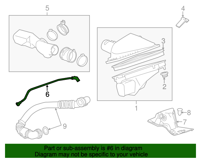 20132015 Cadillac Positive Crankcase Ventilation (PCV) Tube 12630867