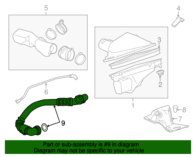 20132014 Cadillac Secondary Air Injection Pump Inlet Hose 20936180