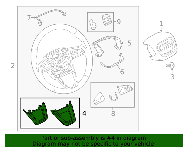 20202024 Audi Steering Wheel Trim 4M8419659B3Q7 Audi USA Parts