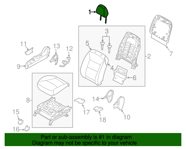 887001U120SAN Headrest 20122013 Kia Sorento Kia.Parts Store