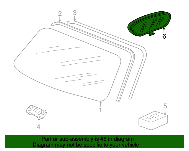 19992005 Porsche 911 Rear view mirror, satin black, for Porsche 996