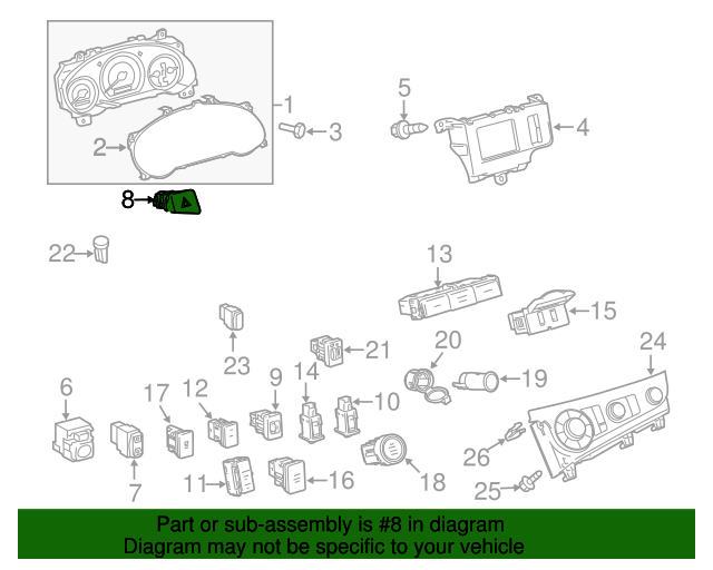 20112015 Toyota Sienna Hazard Switch 8433208031B0 Toyota Parts Center