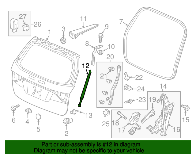 20112017 Honda Odyssey Stay Assembly, L Tailgate Open 74870TK8306 Honda Parts Online
