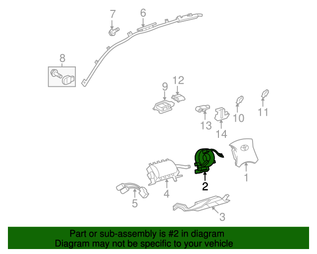 20092015 Toyota Venza Clock Spring 843070T010 Toyota Parts Center
