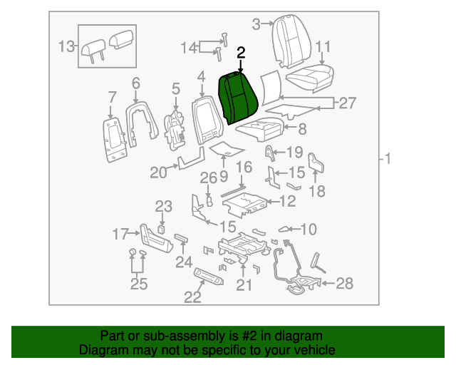 20072014 GM Front Seat Back Pad 15243902 QuirkParts
