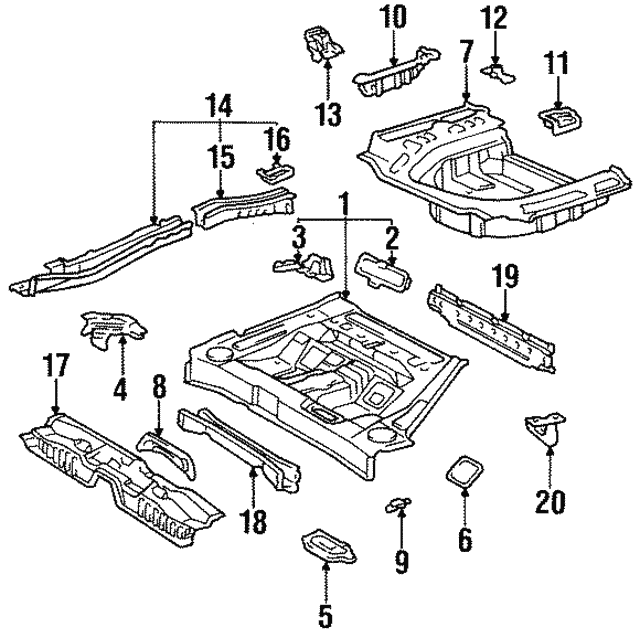 Toyota 57605-07010 Floor Cross Member Sub Assembly Toyota 57605-07010 Floor Cross Member Sub Assembly